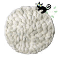 Urnat Cat Extra-Soft Kneading Mat, Handmade Washable Round Cat Pad Blanket for Indoor Kittens, Plush Breathable Cushion Bed for Cat Trees, Sofas & Floors (White,Small)