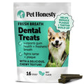 Dog Dental Treats Fresh Breath Sticks - Plaque and Tartar Remover for Dogs Teeth Cleaning Chews for Bright Teeth - Dog Dental Sticks for Oral Care, Gum Health + Bad Breath Treatment (Mint, 16 Ct)