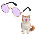 PETAXCELL Dog Sunglasses, Retro Dog Kittens Glasses Classic Metal Glasses Cosplay Costume Photo Props Cute Mini Eyewear, (Round, Purple Lens), Intended for Cat/Puppies/Small Pets