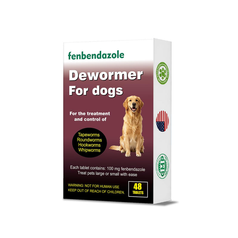 Dewormer for Dogs, Fenbendazole for All Wormers, Roundworms, Tapeworms, Whipworms and Hookworms, 48 Count