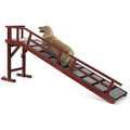 KUVETO Dog Ramp for Bed or Couch, Wooden Pet Ramp with 20° Gentle Slope, Removable Side Rails, Non-Slip Surface, Top Platform & Wheels, Safe Bed Ramp for Small, Large & Senior Dogs, 74" Long, Mahogany