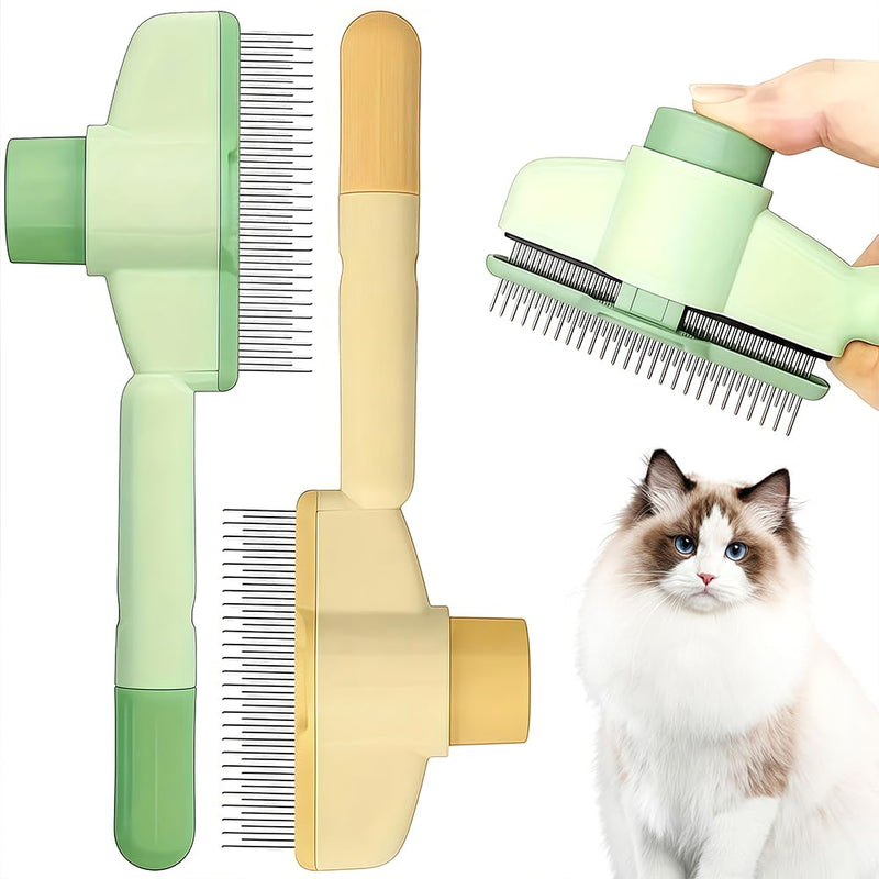 2 Pcs Flea Comb for Dogs and Cats with Release Button, Fine Tooth Dog Flea Comb for Grooming Massaging and Cleaning Remove Fleas Eggs, Pet Hair Removal for Short and Long Hair
