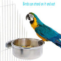 PINVNBY Parrot Feeding Cups Birds Food Dish Stainless Steel Parrot Feeders Water Cage Bowls with Clamp Holder for Cockat