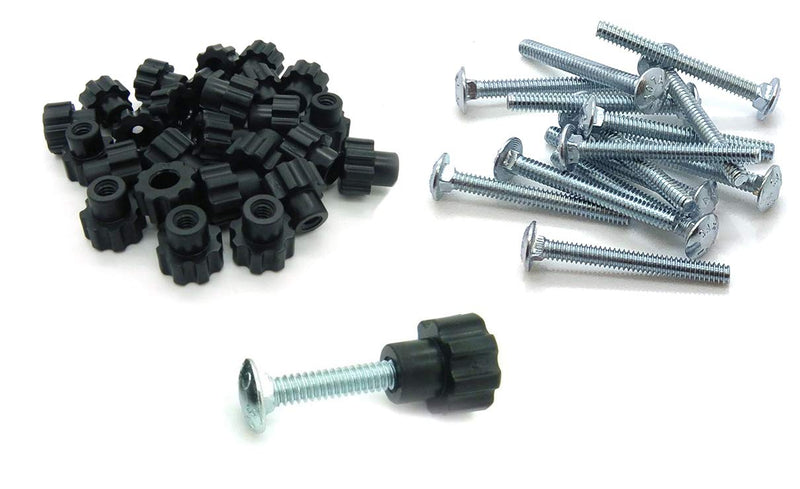 Fasten Tight Pet Carrier Metal Bolt Fasteners - Black Nylon Nuts (12 Pack, 1-3/4