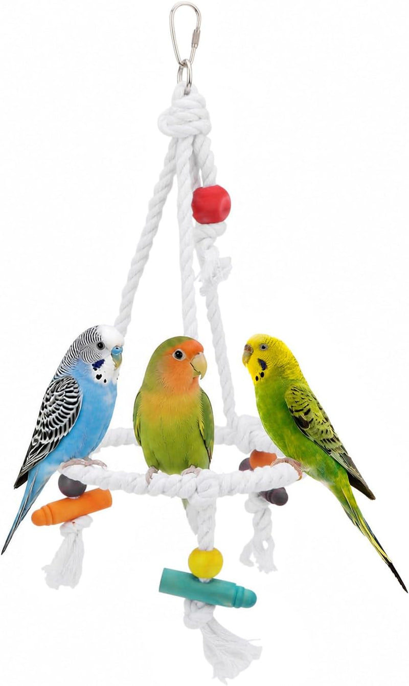 Hypeety Bird Swing Multi Birds Cotton Rope Round Hanging Hammock Perch Toy