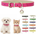 Hot Pink Kitten Collar with Bell, Soft Pu Leather Small Dog Collars Adjustable Buckle for XXS XS Extra Small Medium Tiny