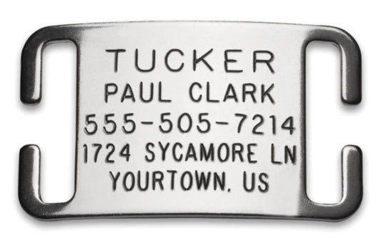 Boomerang Tags Dog Tags Engraved for Pets - Lasts Your Pets Lifetime - Silent Pet Tag, Dog Name Tag Personalized, Durable Stainless Steel Custom ID (Open End Large for 1 Inch Snap Style Collars)