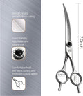 Fenice Totem Dog Grooming Scissors: 7 inch Pet Curved Shears Made Of Japanese 9CR Advanced Stainless Steel Professional Grooming Scissors for Dogs Cats and Other Pets