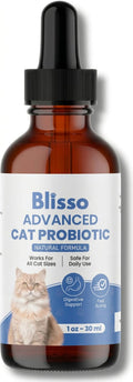 Blisso Pet Advanced Cat Probiotic Drops – Digestive Support for Cats with Diarrhea, Vomiting & General Health – 1 oz Liquid Supplement