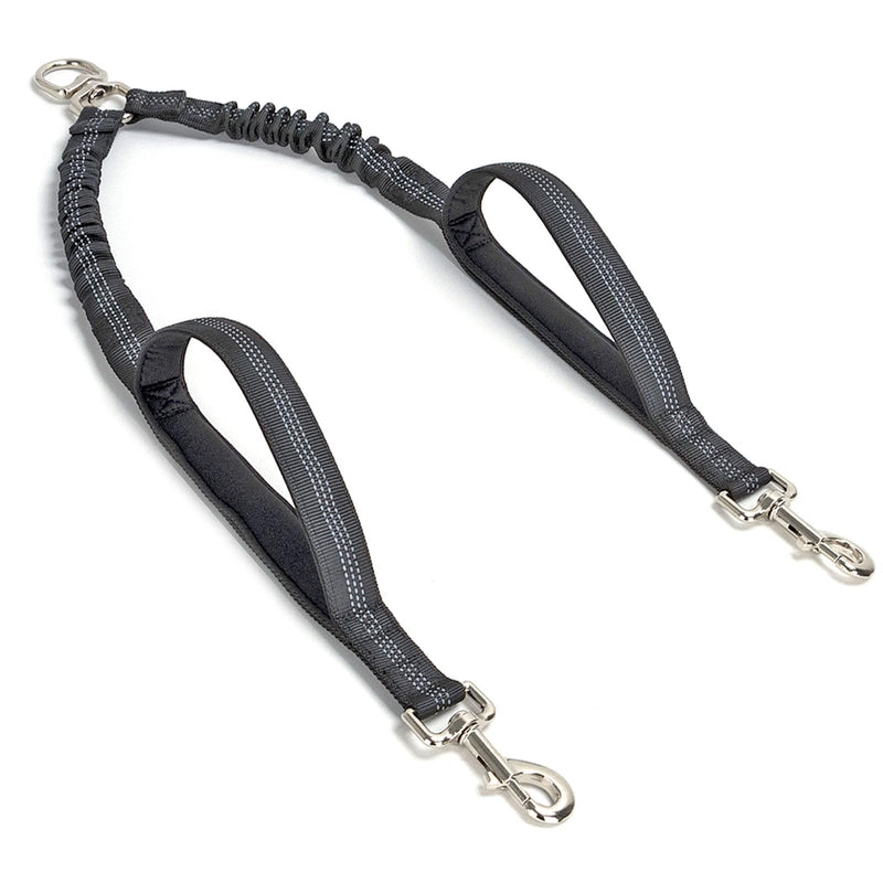 Mycicy Dual Dog Leash Coupler, Double Control Padded Handles for 2 Dogs, Heavy Duty No Tangle Reflective Splitter Dog Leash Extension, for Medium Large Dogs Walking- Black