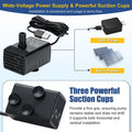 DaToo 3w Aquarium Submersible Water Pump DC 3.5-9 V USB Mini Fountain Pump with 2 Nozzles for Fish Tank Bird Bath Ponds 