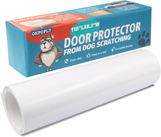 Door Protector from Dog Scratching, Clear Vinyl Dog Scratch Door Protector Heavy Duty Anti Claw Shield Guard for Wall Wi
