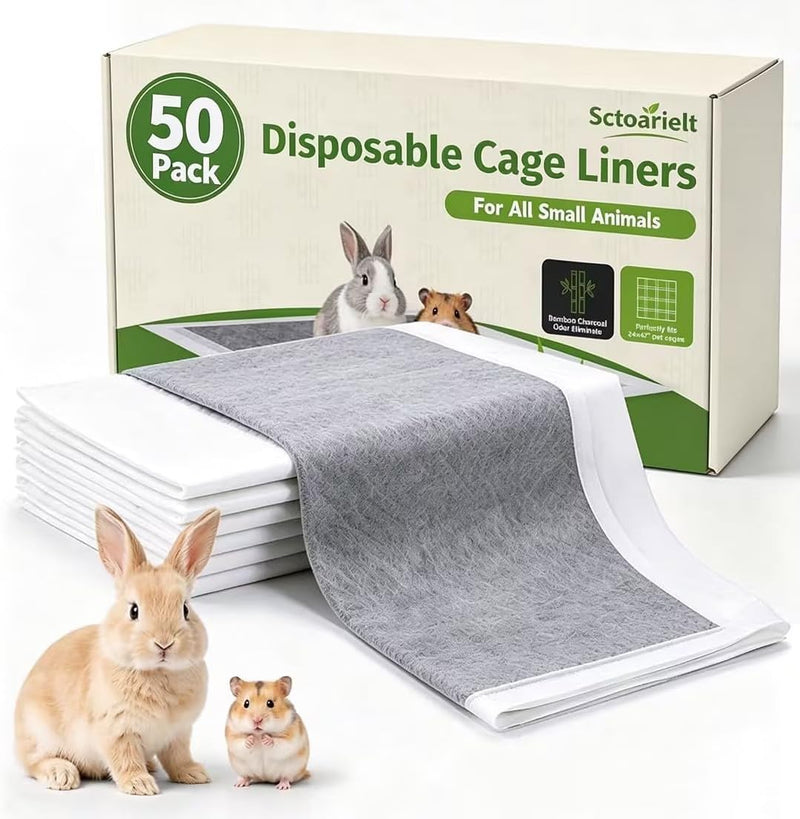 50 Pcs Disposable Guinea Pig Cage Liner Asorbent Potty Training Pee Pads