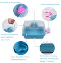 Small Pet Hamster Cage with Running Wheel Water Bottle Food Basin Portable Carrier House Mice Home Habitat for Going Out
