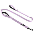 APakBak Double Handle Dog Leash 6 FT Reflective 2 Handle Traffic Lead with Padded Grip, Heavy Duty Nylon Leash for Walking Training, for Small Medium Large Dogs, Purple