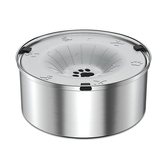 SCHITEC Dog Water Bowl No Spill 1.2L/40oz Slow Drinking Anti-Splash Stainless Steel Dog Bowl with Floating Disk, Spill Proof Pet Travel Water Dispenser for Sloppy Messy Drinkers(Light Gray)