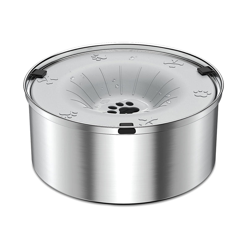 SCHITEC Dog Water Bowl No Spill 1.2L/40oz Slow Drinking Anti-Splash Stainless Steel Dog Bowl with Floating Disk, Spill Proof Pet Travel Water Dispenser for Sloppy Messy Drinkers(Light Gray)