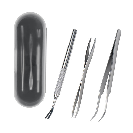 PETSPLICITY Tick Remover Kit - Stainless Steel Tick Removal for Humans and Pets - Tick Tweezers for Safe and Complete Removal of Big and Small Ticks for Cats and Dogs - Removal Kit with Storage Pouch