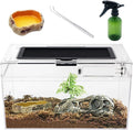 Mini Reptile Terrarium Set,11.8" x 7"x 6" Low Reptile Tank with Full View Visually Appealing，for Insect，Fish，Tarantula，H