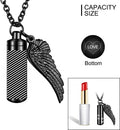 abooxiu Cylinder Cremation Necklace for Pet Ashes With Angel Wing Paw - Urn Necklace for Dog/Cat Memorial Keepsake Jewel