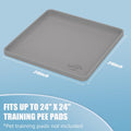 IMMCUTE Pee Pad Holder, Fits Up to 24" x 24" Training Pads, Silicone Non-Slip Dog Potty Tray,High Edge Puppy Pad Holder Tray for Easy Cleaning with 8 Holder Clamps, for Puppy Potty Training