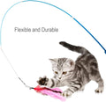 JIARON Cat Toys Feather Toy, 2PCS Retractable Wand and 10PCS Replacement Teaser with Bell Refills, Interactive Catcher and Funny Exercise for Kitten.