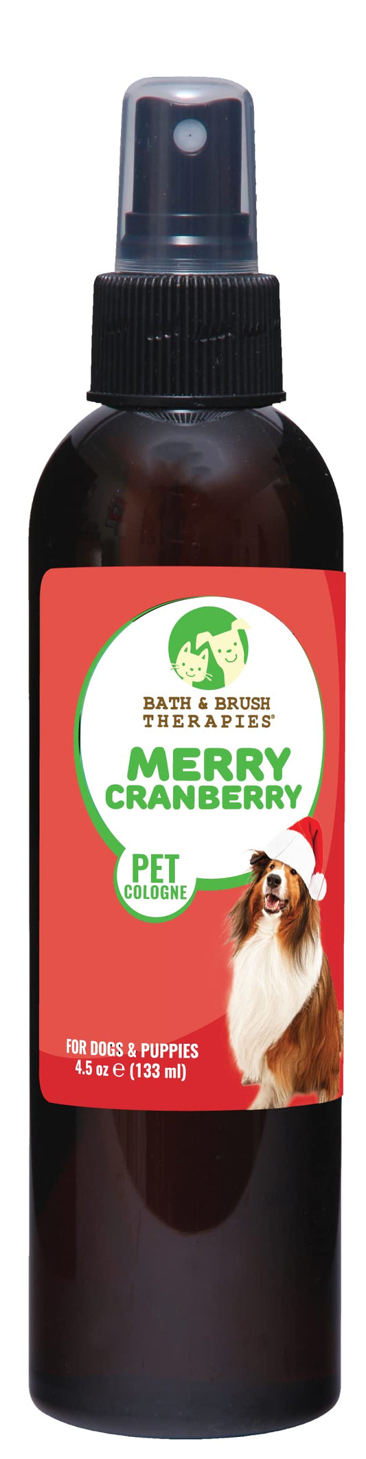Showseason Animal Products Bath & Brush Therapies® Merry Cranberry Pet Cologne 4.5 oz For Dogs | Long-Lasting Odor Eliminator | Paraben-Free | Biodegradable | Made in USA