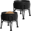 Elevated Dog Bowls, Ceramic Raised Dog Bowl Set with Anti-Slip and Non-Tip Metal Stand, 2 Pack Pet Food and Water Feedin