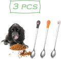 Cat Dog Food Can Spoons | 3 PCS | Stainless Steel Pet Wet Food Spoon | Cute Cat Claw Silicone Mixing Spoon | White, Gray and Orange