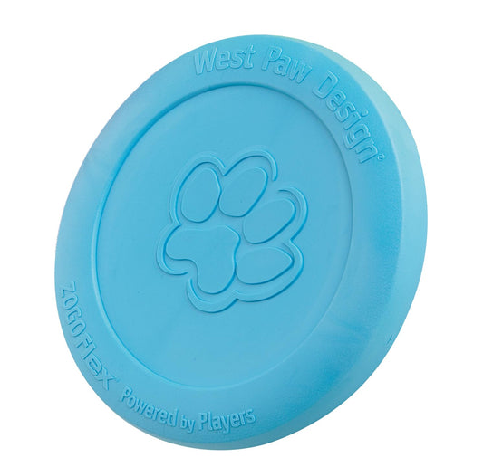 West Paw Zogoflex Zisc Dog Flying Disc, High Flying Aerodynamic Disc for Dogs Puppy – Lightweight, Floatable Disc for Fetch, Tug of War, Catch, Play – Doubles as Food/Water Bowl, Large 8.5", Aqua Blue