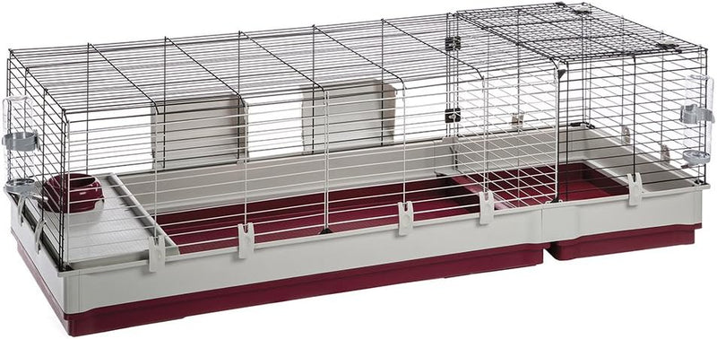 Ferplast Krolik XXL Rabbit Cage w/Wire Extension | Rabbit Cage Includes All Accessories & Measures 63.8L x 23.62W x 19.6