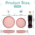 Apatal Silicone Dog Bowl Shallow Cat Food Bowls 7" Wide Puppy Plates Whisker Fatigue Pet Feeding Dishes Set of 2 for Dry Food and Wet Food Indoor (Round Pink)