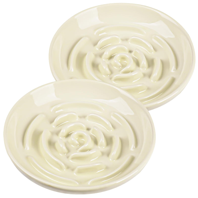 Slow Feeder Cat Bowl Set of 2, Ceramic Slow Feeding Cats Bowl Whisker Friendly, Anti Vomiting Cat Feeder for Dry and Wet Food，Fun Maze Interactive Bloat Stop Puzzle Bowls for Healthy Eating Diet