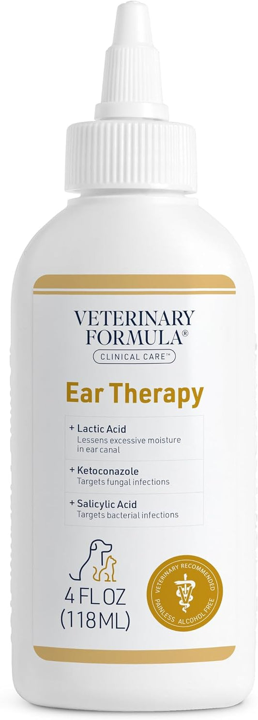 Veterinary Formula Clinical Care Ear Therapy, 4 oz. – Cat and Dog Ear Cleaner to Help Soothe Itchiness and Cleans The Ear Canal from Debris and Buildup That May Cause Infection