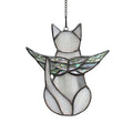 BOXCASA Cat Memorial Gifts for Loss of Cat, Gray Angel Cat Suncatcher with Iridescent Wings, Stained Glass Window Hanging, Pet Sympathy Gift for Women, Memorial Gift
