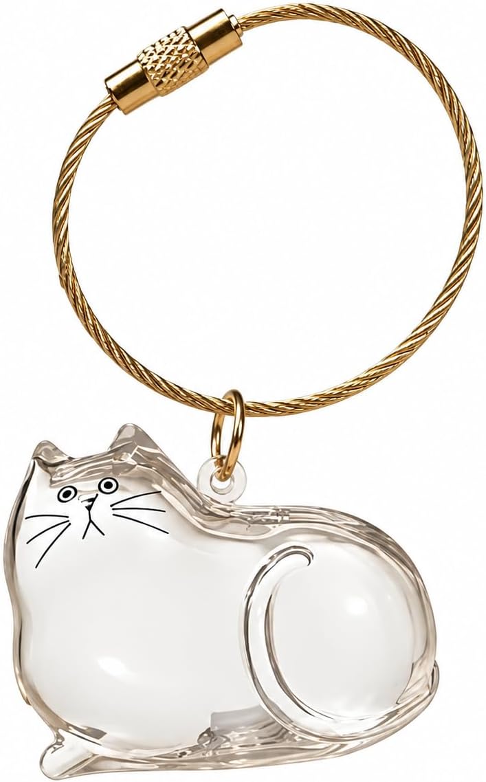 Cat Fur Memorial Keychain Keepsake Capsule Hair Storage Pendant for Pet Remembrance Fillable