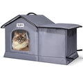 Outdoor Cat House Weatherproof & Insulated for Winter - Upgraded Seamless Bottom Feral Cat Shelter, Waterproof Cat Houses for Outdoor Cats, Easy to Assemble Outside Cat House with Mat(Grey, L)