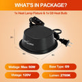 REPTI ZOO G9 Reptile Heat Lamp Bulb & Reptile Light Fixture with Safety Mesh Kit, 50W UVA Basking Light Fixture for Bear