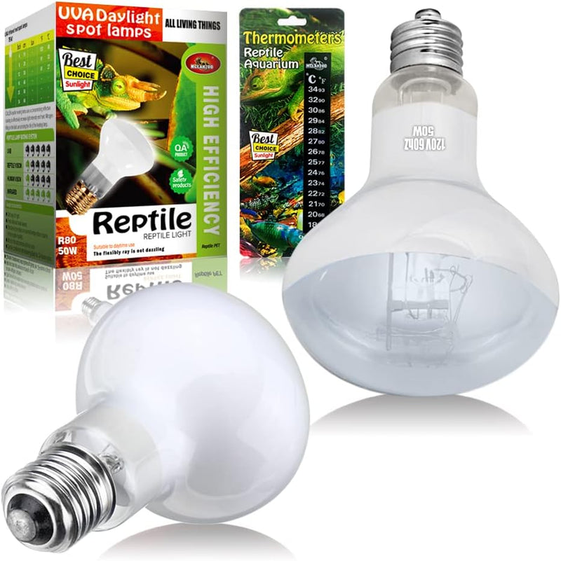 Reptile Heat Lamp 75W 2 Pack,UVA Basking Light Bulbs,Natural Daylight Terrarium Heat Lamps for Bearded Dragon Accessorie