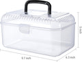 MyGift Reptile Carrier Critter Keeper Terrarium 9.5 x 6 Inch Clear Portable Tank with Black Carrying Handle, Transparent