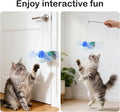 Migipaws Interactive Flapping Bird Cat Toys with Rod, clamp, Elastic String and Catnip, Automatic Chirping Toys for Indoor Cats to Chase, Hanging Feathers for Kitten to Self Play,Rechargeable(Blue)