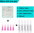 VICTHY 100pcs Cat Nail Caps Clear Cat Claw Covers Kitten Nail Caps with Adhesives and Applicators (M Clear)
