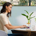 Desktop Fish Bowl Clear Glass Small Fish Tank with Wood Lid and Bamboo Stand for Betta Fish Plants Terrarium Home Office