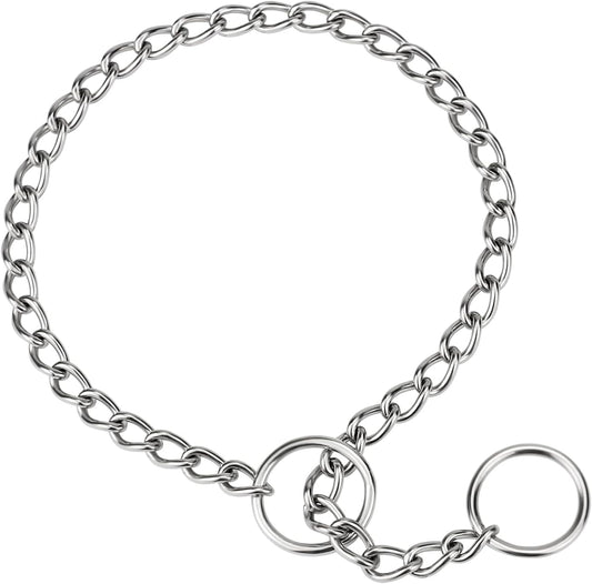 TagME Chain Choke Collar for Dogs, No Pull Slip Training for Small Dogs
