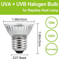 UVB UVA Reptile Light Bulb 75W Bulb for Reptiles and Amphibians Use for Turtle, Bearded Dragon, Lizard Cages Heat Lamp R