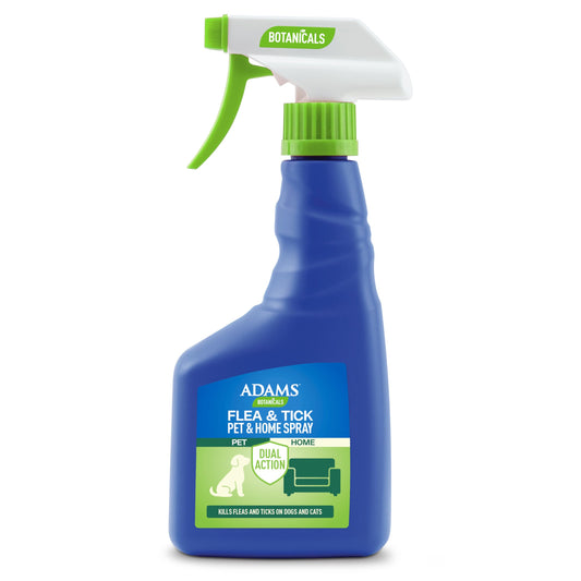 ADAMS Botanicals Flea & Tick Pet & Home Spray, Flea Spray for Dogs, Cats, Puppies, & Kittens, Indoor Home Treatment, Kills Fleas & Ticks on Pet Bedding and Furniture, 16 oz