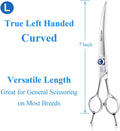 JASON 7" Curved Dog Grooming Scissors, Cats Grooming Shears Pets Trimming Kit with for Left Handed Groomers, Sharp, Comfortable Shear Christmas Gift