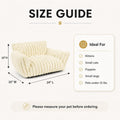 Pesonlook Cream White Plush Pet Sofa Bed for Cats and Small Dogs, 24 x 18 x 10 in Luxury Ribbed Cat Couch with Raised Back and Armrests, Soft Cozy Indoor Pet Bed for Kittens, Puppies and Small Pets