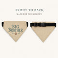 Big Brother Dog Bandana with No-Tie Adjustable Buckle — Pregnancy Announcement Photo Prop, Beige Cotton Triangle Scarf, 