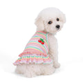 Jmkcoz Cute Striped Dog T Shirts Cherry Puppy Dress Soft Cotton Pet Sleeveless Vest Clothes Spring Summer Pet Outfits for Small Dogs Cats Girl (Pink, Small)